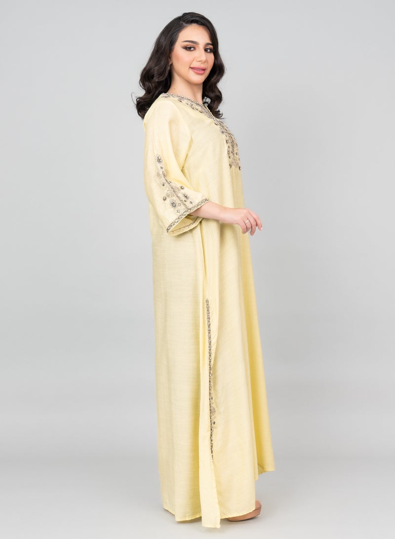 اكسا جلابية ملكية كريستالية إيكيه  أصفر - Image 3