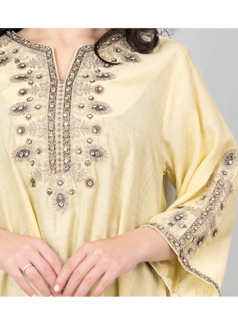 IKKXA Royal Radiance Crystal Jalabiya IK3007 Yellow
