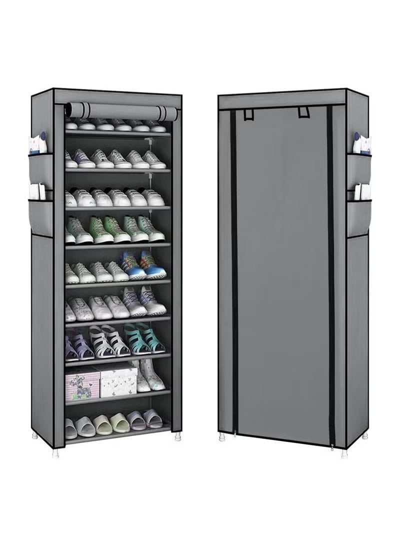 Beauenty 10-Tier Portable Shoe Rack with Dustproof Cover - Image 2