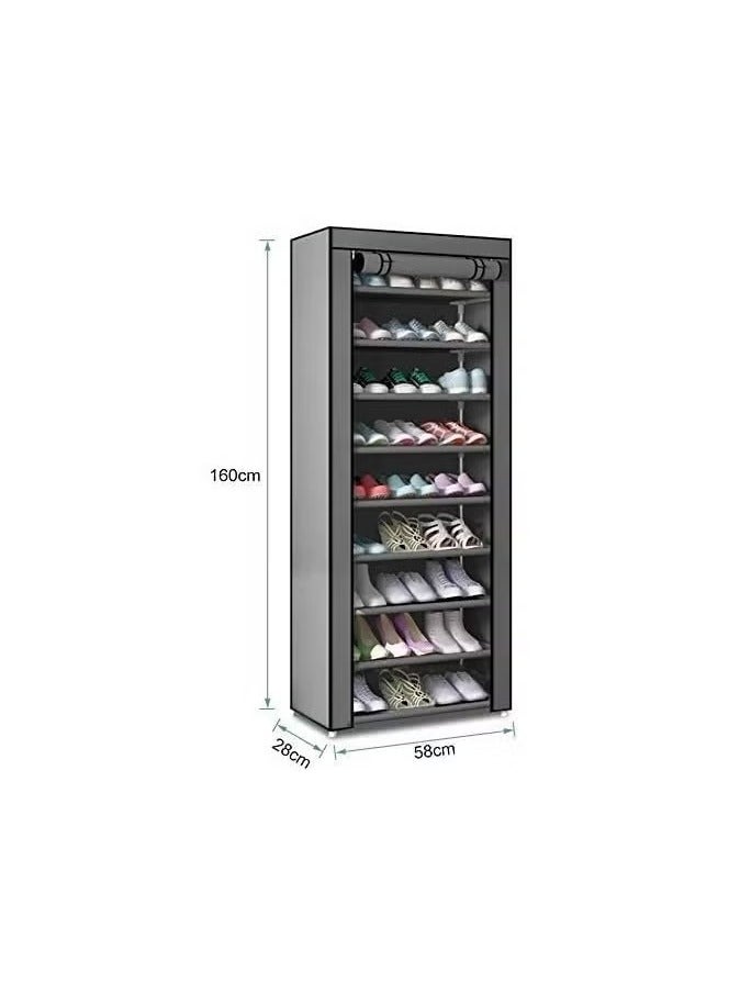 Beauenty 10-Tier Portable Shoe Rack with Dustproof Cover - Image 4