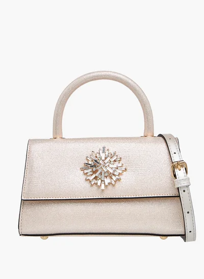 Celeste Embellished Satchel Bag with Magnetic Button Closure