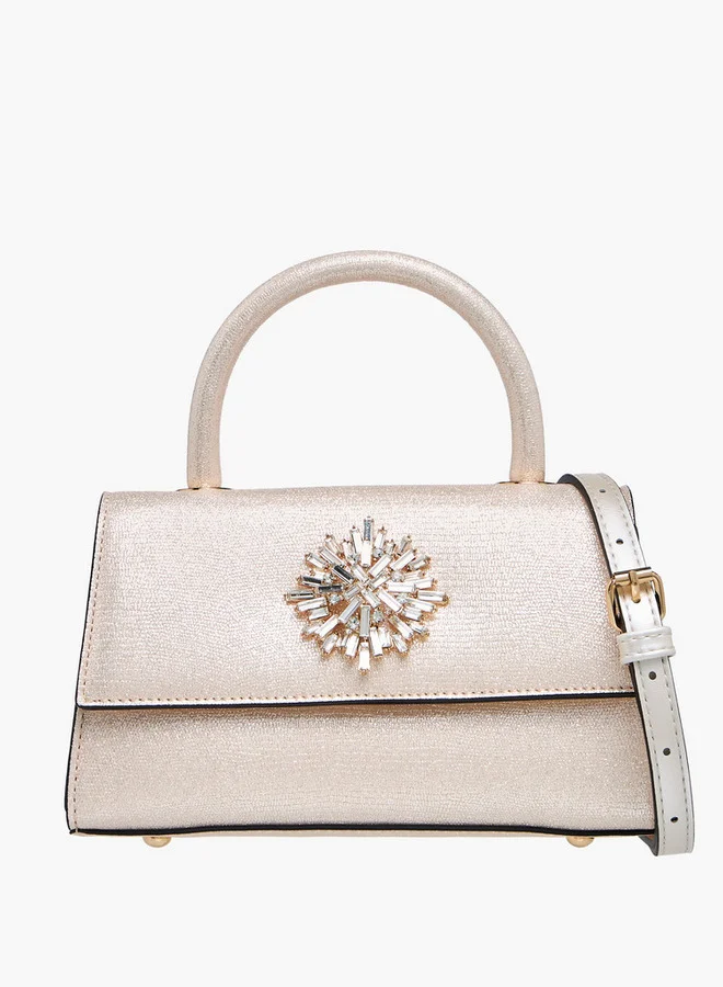 سيليست Embellished Satchel Bag with Magnetic Button Closure