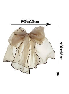 BTFMEI 3-Piece Chiffon Pearl Bow Hair Clip, Butterfly Mesh Pearl  Hair Clip, Chiffon Ribbon Long Tail Accessory For Women Girls (Pink+Champagne+Black)  - Image 5