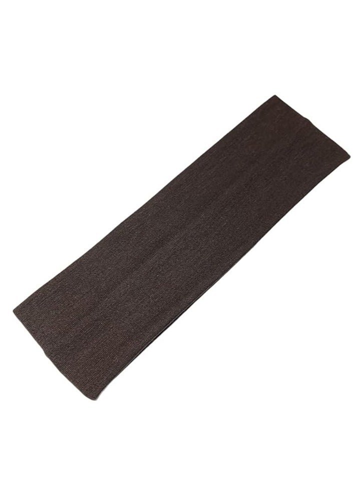 Wide Plain Stretch Unisex Soft Yoga Headband (Brown) - Image 2