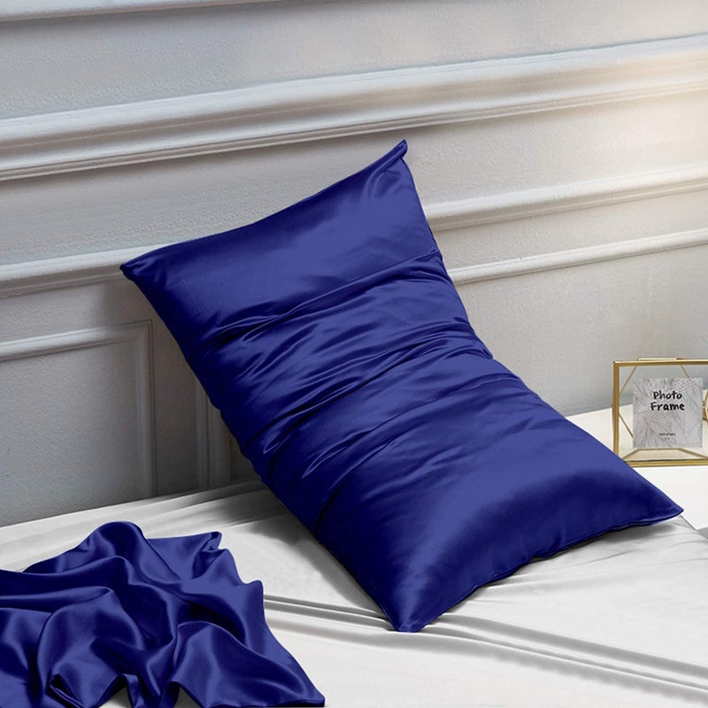 NTBAY 2 Pack Satin King Pillowcases for Hair and Skin  Luxurious and Silky Pillow Cases with Envelope Closure  20x40 Inches  Navy Blue - Image 5