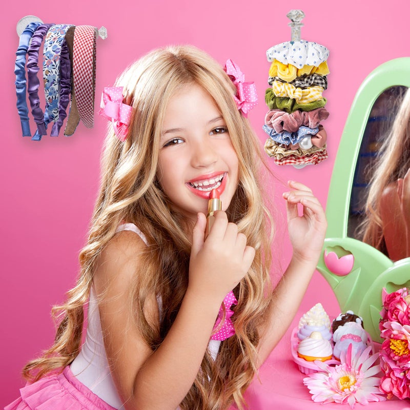 QUPIVA 8Pcs Headband Holder Stand Scrunchie Organizer  Girls Hair Accessories Organizer Storage For Headband Hairband Hair Ties  Acrylic Clear Glitter Adhesive Scrunchy Holder Scrunchie Tower Storage - Image 2