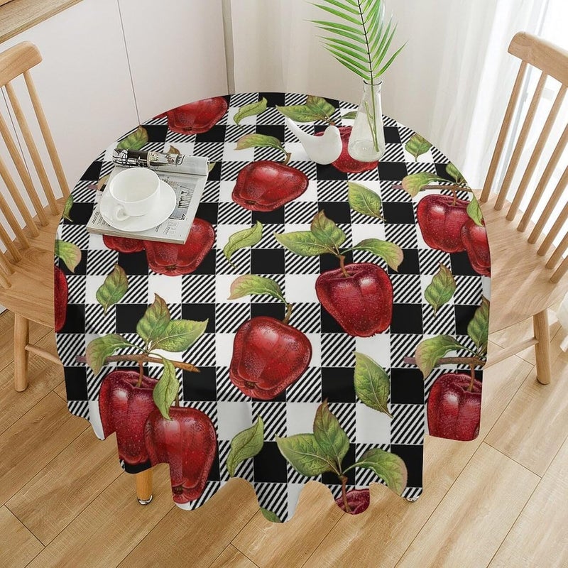 JanJCurt Fresh Apple Tablecloth Rustic Retro Black Buffalo Check PlaidRed Apple Print Table Cloth Cover for Kitchen Dining Table Indoor Outdoor Party Camping Decor 36x36in - Image 3