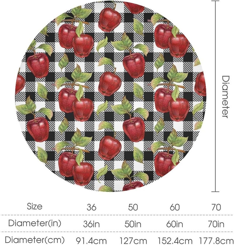 JanJCurt Fresh Apple Tablecloth Rustic Retro Black Buffalo Check PlaidRed Apple Print Table Cloth Cover for Kitchen Dining Table Indoor Outdoor Party Camping Decor 36x36in - Image 2