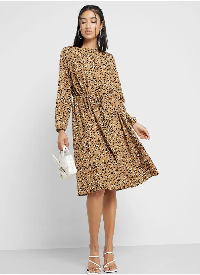 Ginger Leopard Detail Midi Dress