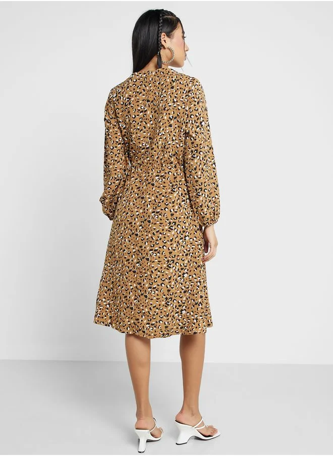 Ginger Leopard Detail Midi Dress