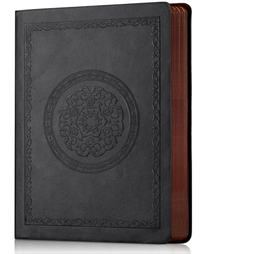 Fetinar 2026 Leather Vintage Journal Notebook,300 Pages,Leather Softcover Lined Journal Notebooks for Women Men,Notebook Journals for Writing Travel,Business,Office,5.7'' X 8.3'',Black - Image 1