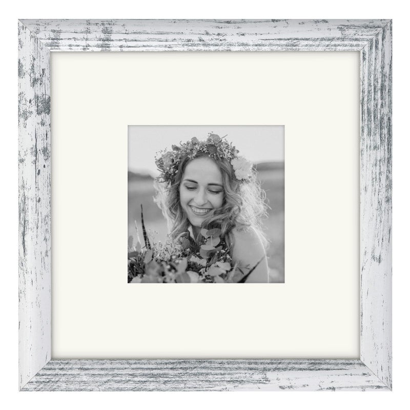 AEVETE Picture Frame 8x8 White Wash Photo Frames Rustic for Wall and Desk Decor - Image 1