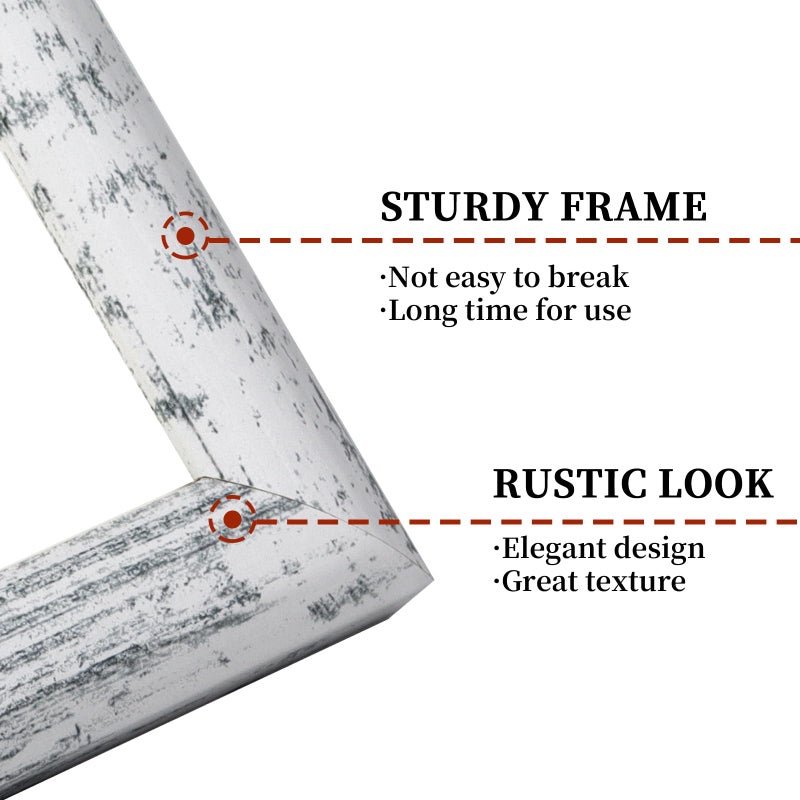 AEVETE Picture Frame 8x8 White Wash Photo Frames Rustic for Wall and Desk Decor - Image 2