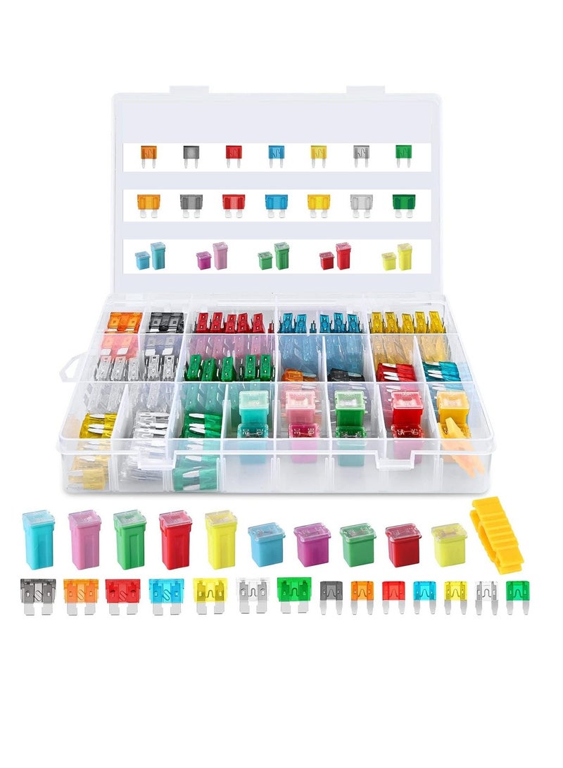 Zikra Car Fuse Assortment Kit, 250PCS Fuses 5A 7.5A 10A 15A 20A 25A 30A Standard Mini Fuses 20A 30A 40A 50A 60A Low Tall STD Profile Fuses for Car - Image 1