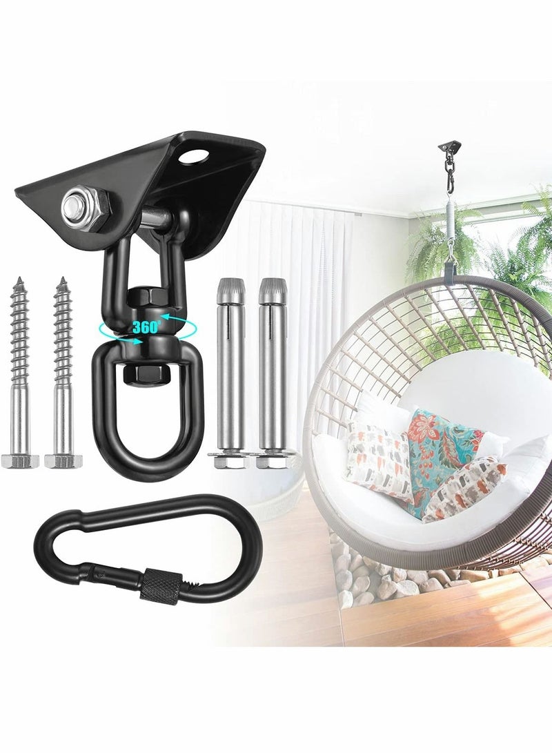 KASTWAVE Hammock Hanging kit,360°Rotating 1000 lb Capacity Heavy Duty,Hanger & Swing Hook Snap for Concrete Wood,Hammock,Veranda Seat,Chair,Swing Sets,Yoga and Gym（Black） - Image 1