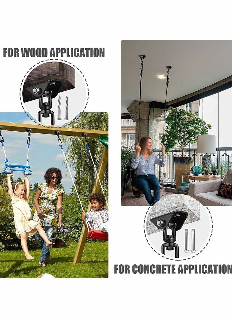 KASTWAVE Hammock Hanging kit,360°Rotating 1000 lb Capacity Heavy Duty,Hanger & Swing Hook Snap for Concrete Wood,Hammock,Veranda Seat,Chair,Swing Sets,Yoga and Gym（Black） - Image 5