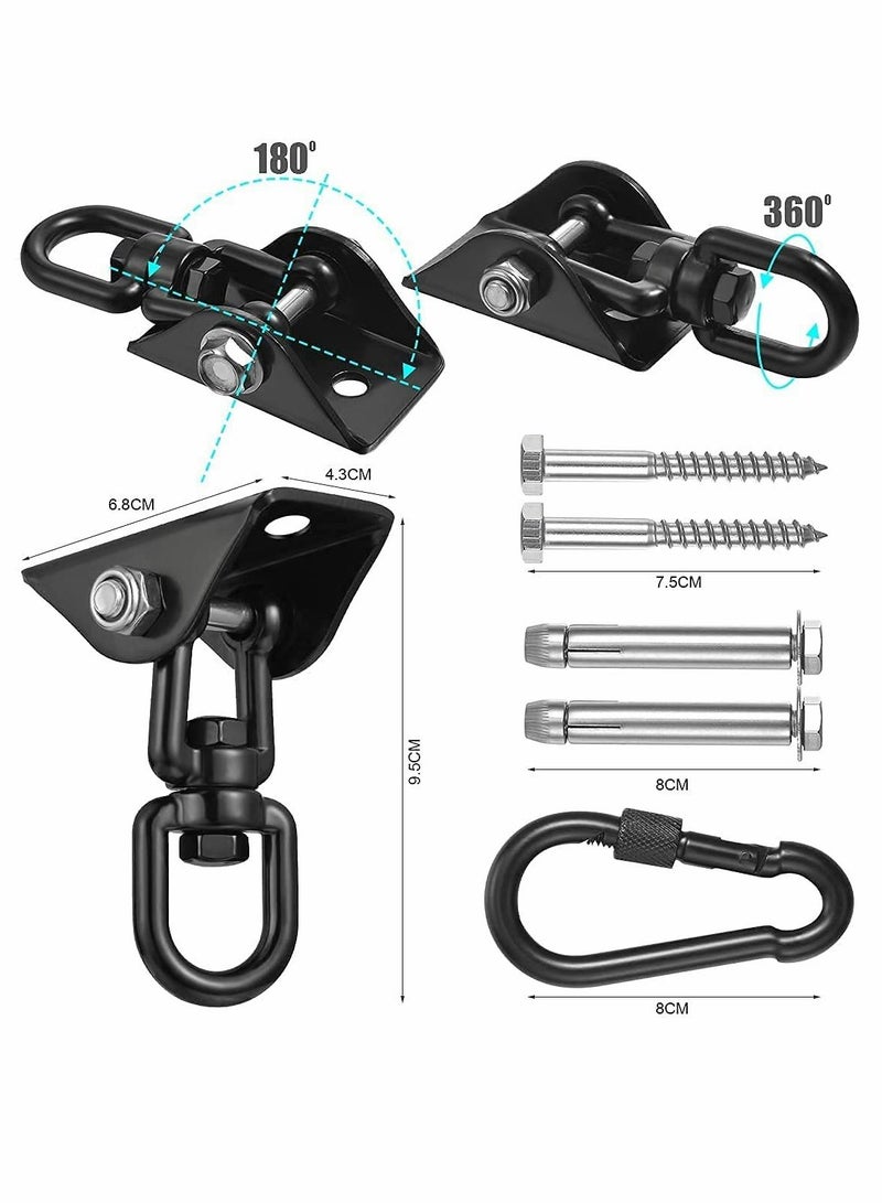 KASTWAVE Hammock Hanging kit,360°Rotating 1000 lb Capacity Heavy Duty,Hanger & Swing Hook Snap for Concrete Wood,Hammock,Veranda Seat,Chair,Swing Sets,Yoga and Gym（Black） - Image 3