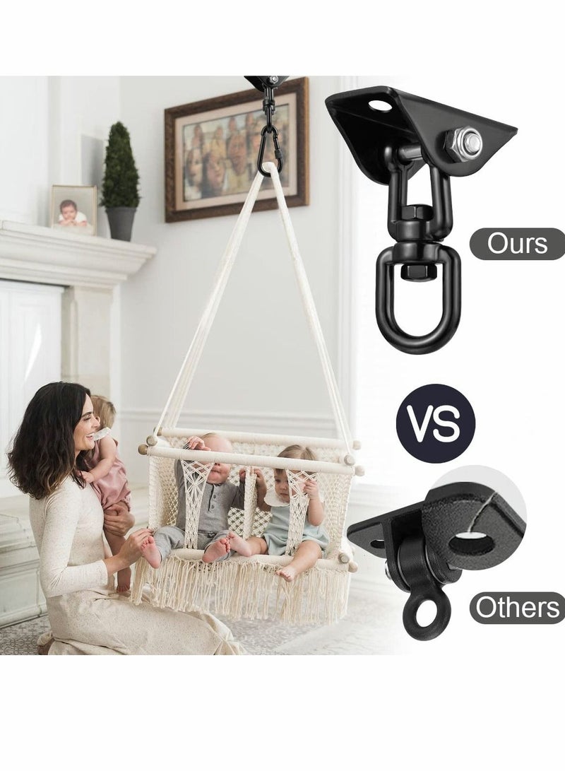 KASTWAVE Hammock Hanging kit,360°Rotating 1000 lb Capacity Heavy Duty,Hanger & Swing Hook Snap for Concrete Wood,Hammock,Veranda Seat,Chair,Swing Sets,Yoga and Gym（Black） - Image 2