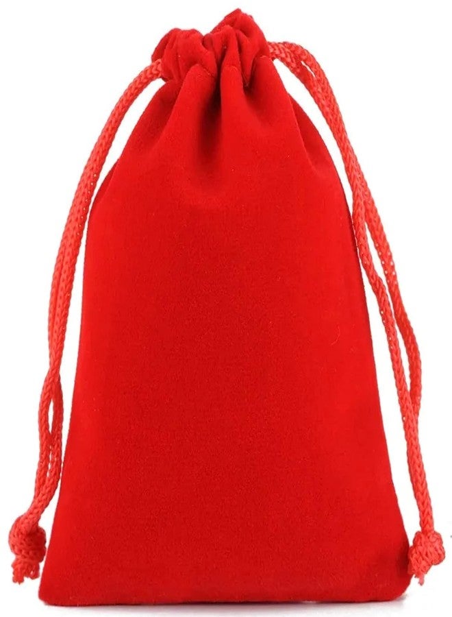 Jaydev zone Red Velvet Potali,Return Gift for Guest, Home Women, Function Men's and Women's Velvet Jewellery Pouch Potli Bag (Red, 10x7 Inches) Pack of 5 PC - Image 1