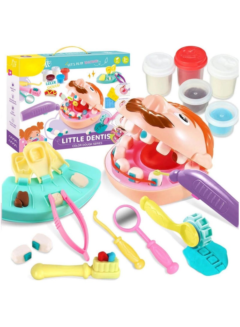 مجموعة صلصال بنمط طبيب أسنان للأطفال من 4 إلى 8 سنوات من كوربيرت تويز، مجموعة صنع أدوات طبيب أسنان بتصميم ملون - Image 1