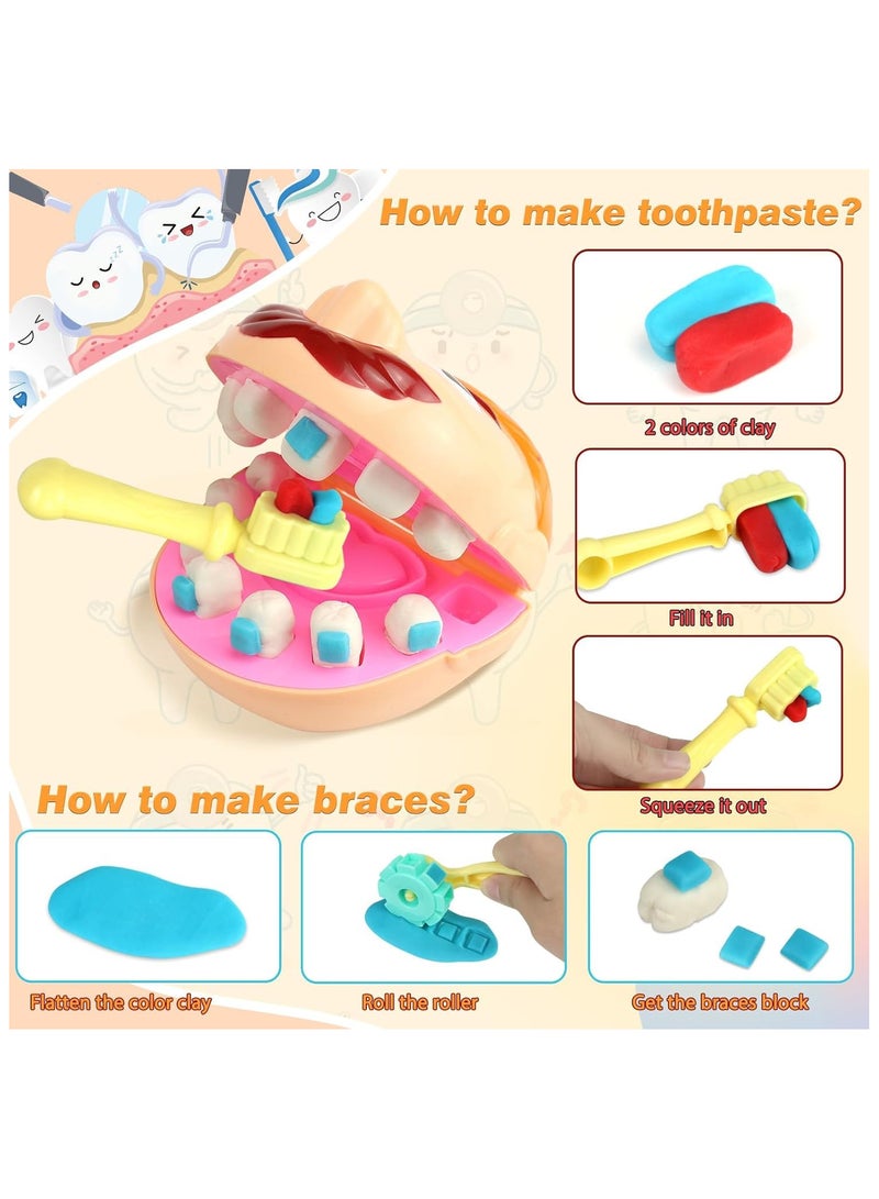 مجموعة صلصال بنمط طبيب أسنان للأطفال من 4 إلى 8 سنوات من كوربيرت تويز، مجموعة صنع أدوات طبيب أسنان بتصميم ملون - Image 4