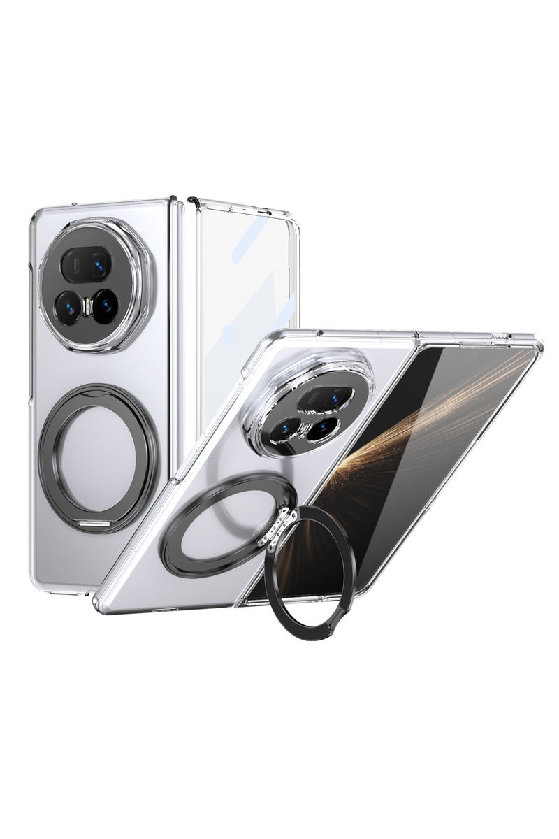 غطاء حماية متوافق مع هاتف Honor Magic V5 5G - مزود بحامي شاشة مدمج من الزجاج الأمامي، حامل حلقي دوّار 360°، غطاء مغناطيسي واقٍ مضاد للصدمات.