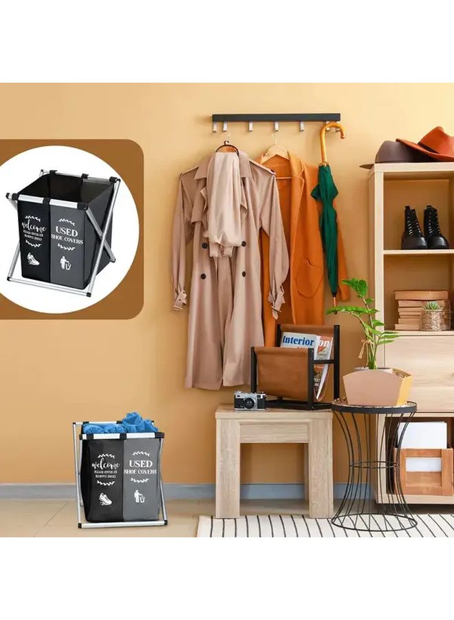 Double Grid Black Gray Heavy Duty Foldable 3 Tier Laundry Basket with Color Coded Compartments - Image 5
