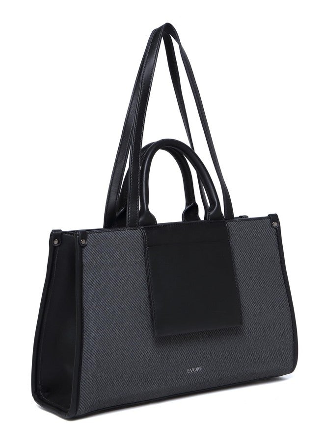 EVOKE URBANE LUXE Vegan Leather Tote Bag 246 for Women | Fits 14" Laptop | Stylish and Luxurious for Work and Weekends (Black) - Image 2