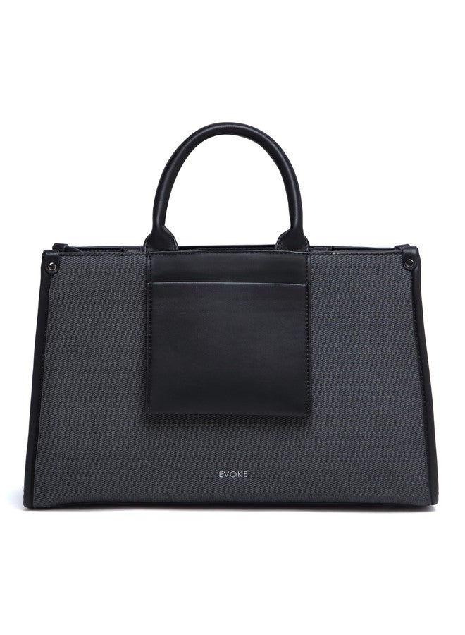 EVOKE URBANE LUXE Vegan Leather Tote Bag 246 for Women | Fits 14" Laptop | Stylish and Luxurious for Work and Weekends (Black) - Image 1