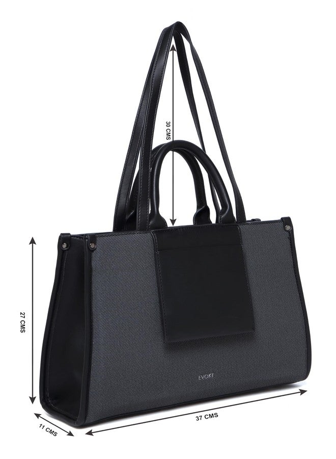 EVOKE URBANE LUXE Vegan Leather Tote Bag 246 for Women | Fits 14" Laptop | Stylish and Luxurious for Work and Weekends (Black) - Image 5