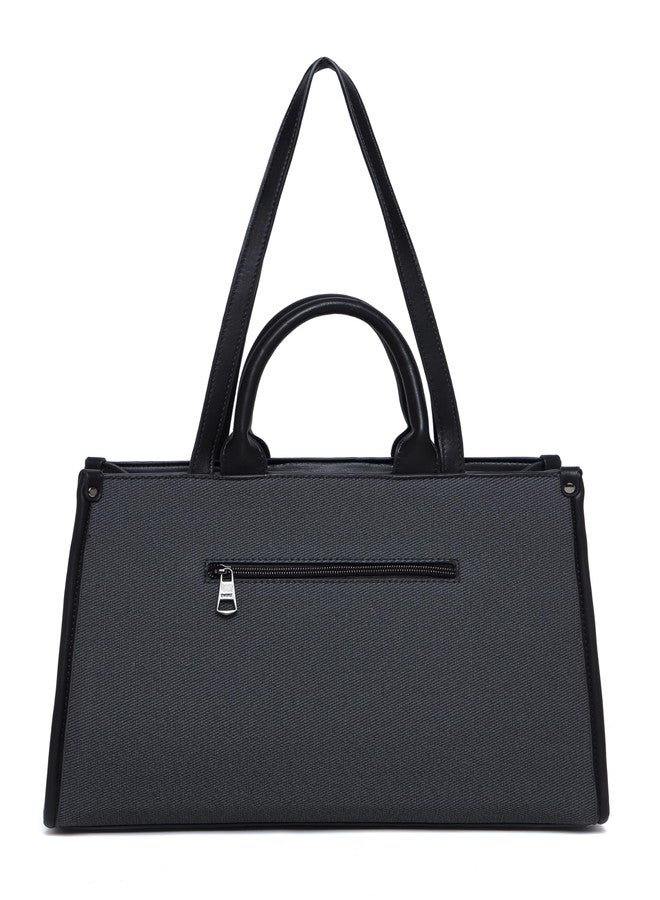 EVOKE URBANE LUXE Vegan Leather Tote Bag 246 for Women | Fits 14" Laptop | Stylish and Luxurious for Work and Weekends (Black) - Image 4