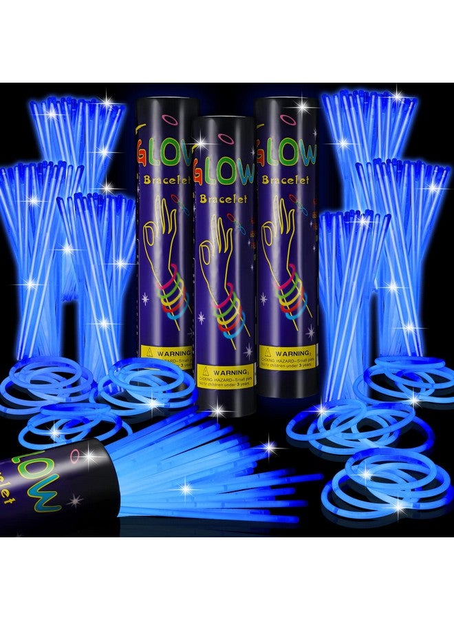Hanaive 300 Pcs Glow Sticks Bulk 8 Inch Glow In The Dark Party Favors Neon Glow Bracelets And Necklaces Light Up Sticks With Connectors For Kids Adults Party Supplies (Blue) - Image 1