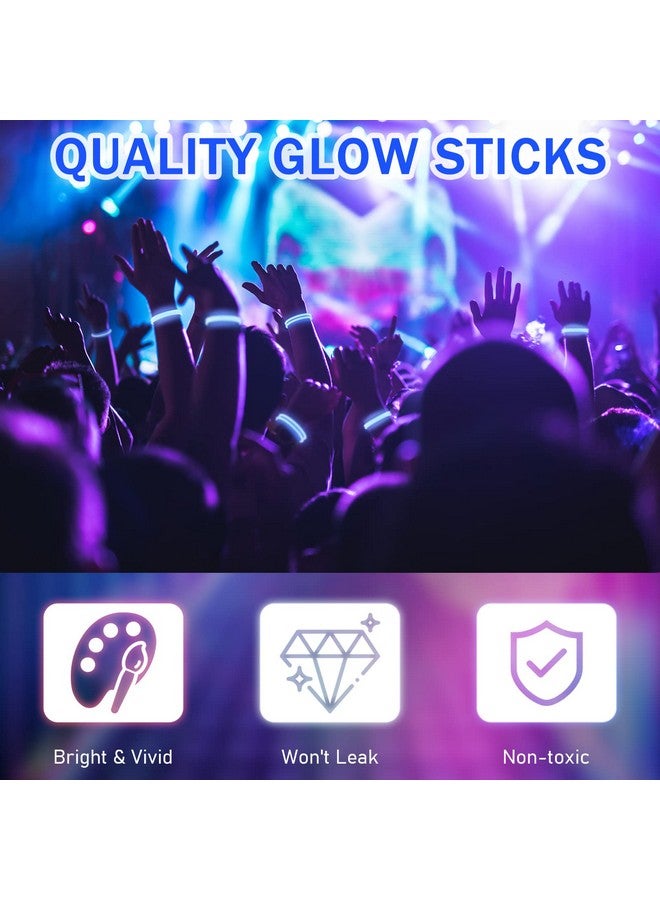 Hanaive 300 Pcs Glow Sticks Bulk 8 Inch Glow In The Dark Party Favors Neon Glow Bracelets And Necklaces Light Up Sticks With Connectors For Kids Adults Party Supplies (Blue) - Image 3
