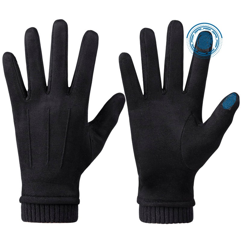 Kebesu Womens Winter Suede Gloves With Touchscreen Texting Finger Wool Lined Windproof Warm Fashion Dress Gloves - Image 2