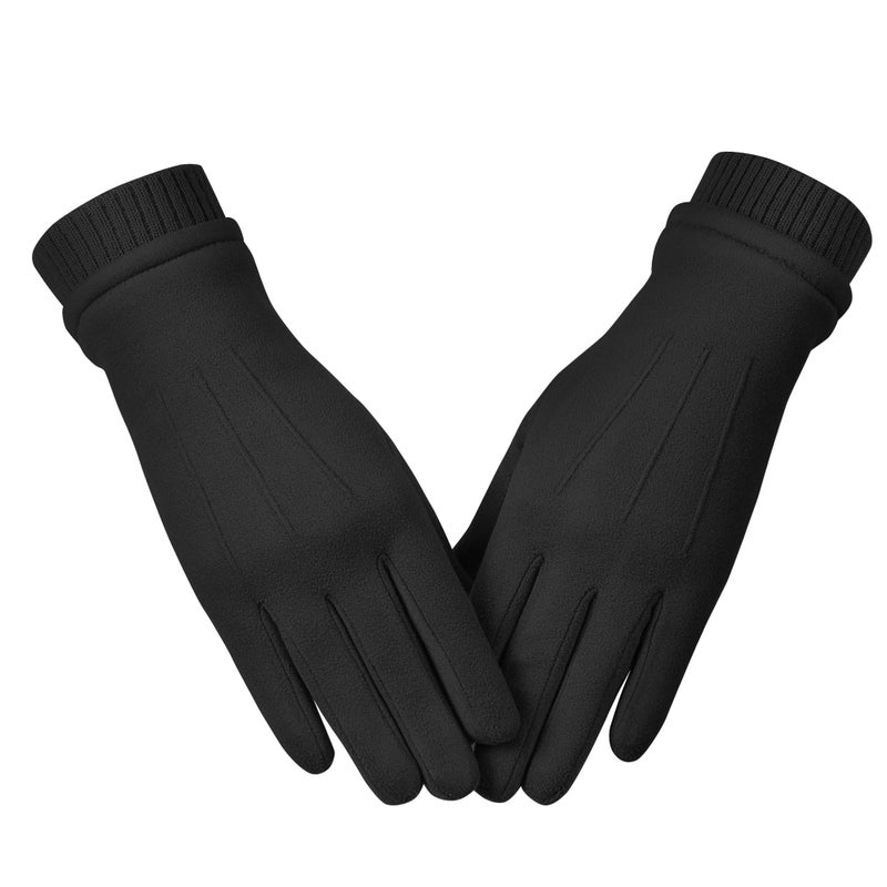 Kebesu Womens Winter Suede Gloves With Touchscreen Texting Finger Wool Lined Windproof Warm Fashion Dress Gloves - Image 1