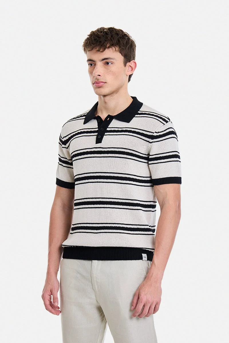 سنيتش Off-White Striped Half Sleeve Regular Fit T-Shirt