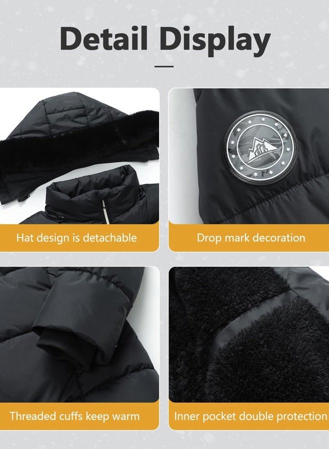 MOERDENG Women's Winter Windproof Warm Down Coats Waterproof Thicken Hooded fashions Puffer Jacket Black 01-L, Black 01, L - Image 5