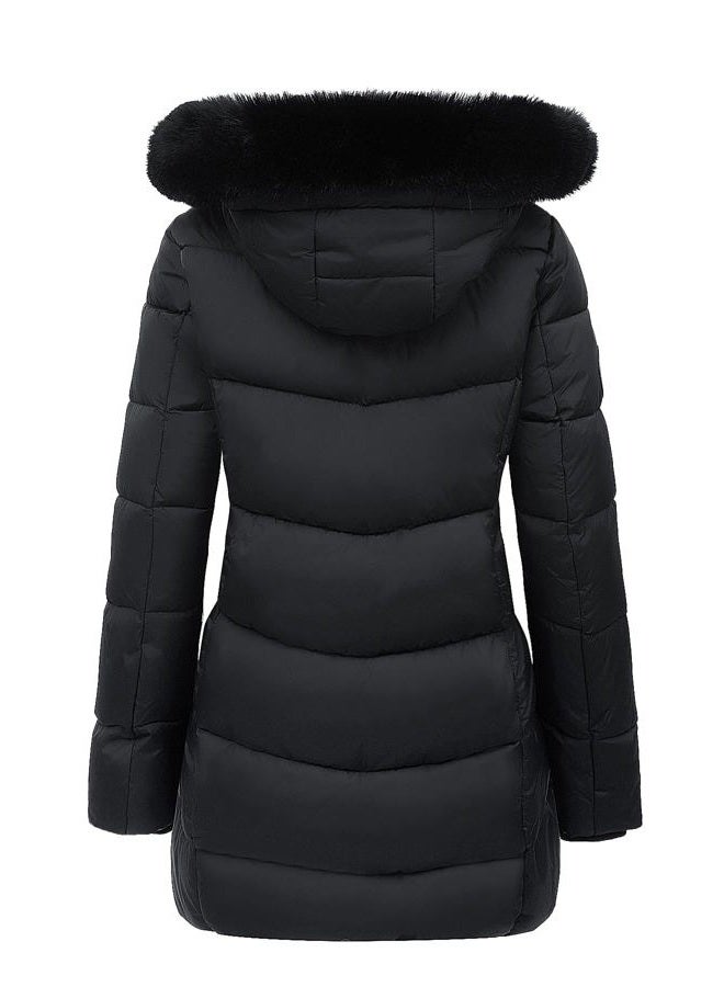 MOERDENG Women's Winter Windproof Warm Down Coats Waterproof Thicken Hooded fashions Puffer Jacket Black 01-L, Black 01, L - Image 2