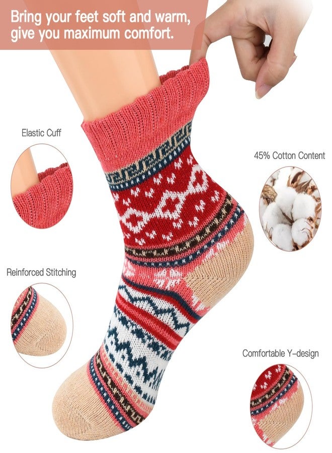 LKV Womens Socks Vintage Stocking Stuffers Thick Socks Gifts for Women Cotton Cozy Box - Image 3