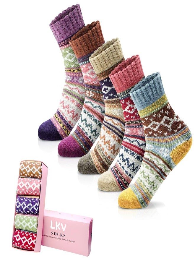 LKV Womens Socks Vintage Stocking Stuffers Thick Socks Gifts for Women Cotton Cozy Box - Image 1