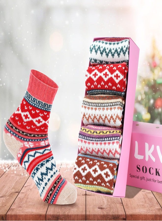LKV Womens Socks Vintage Stocking Stuffers Thick Socks Gifts for Women Cotton Cozy Box - Image 5