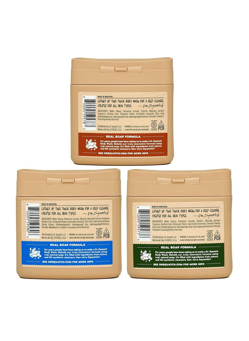 Dr. Squatch Dr. Squatch NEW Natural Body Wash for Men - Non-Exfoliating - Pine Tar + Wood Barrel Bourbon + Fresh Falls (8 oz, 3 Pack)  - Image 2