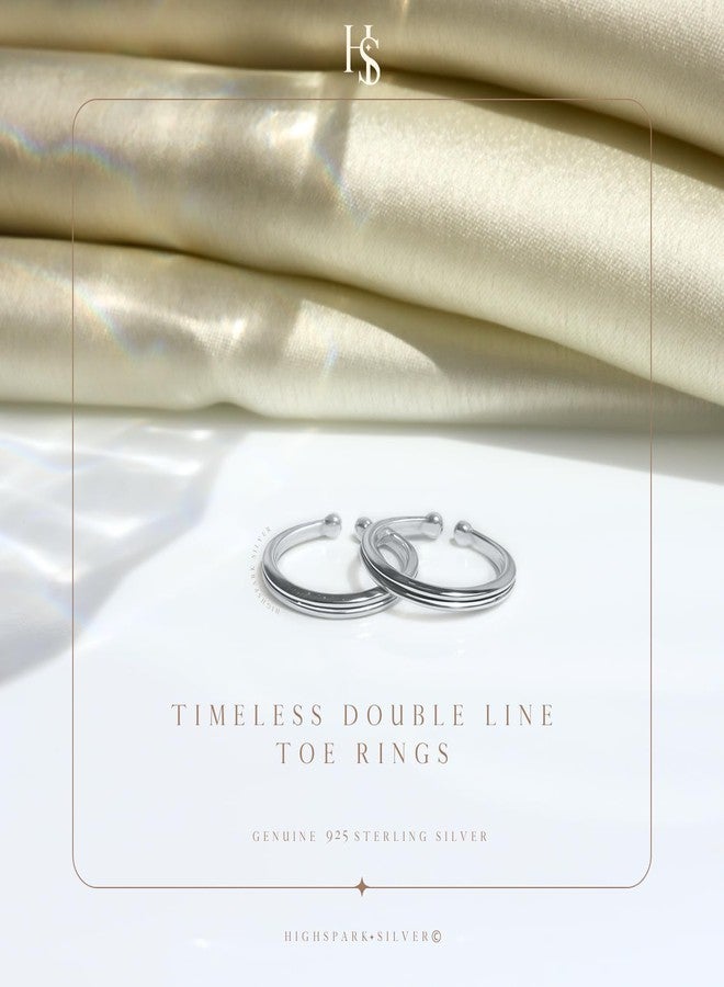 HighSpark 92.5 Sterling Silver Toe Rings for Women | 92.5 Sterling Silver Adjustable Contemporary Style & Stunning Shine | Lovely Gift - One Line - Image 3
