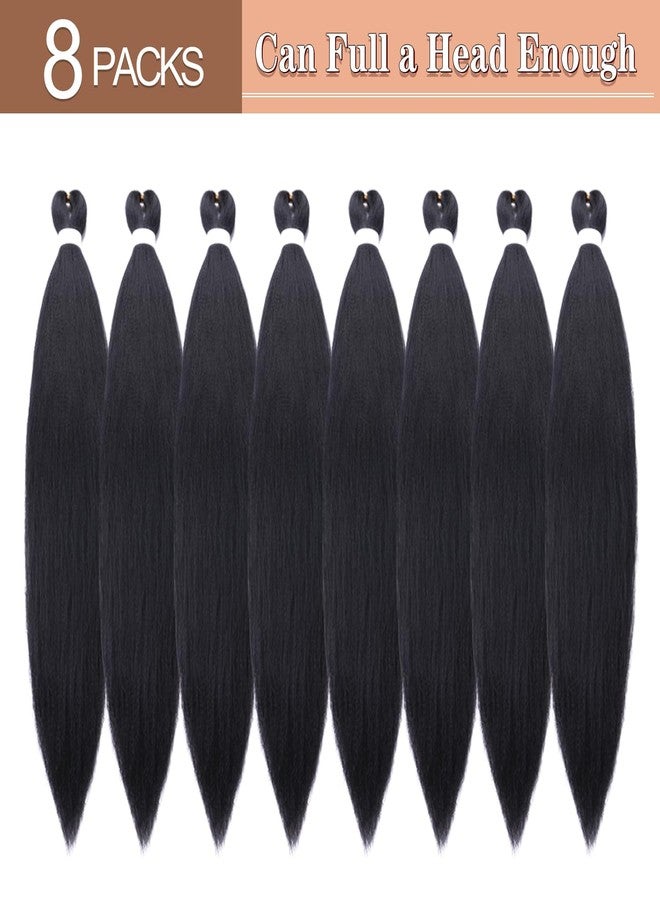 AMUMI Braiding Hair Pre Stretched 8 Packs 24 Inch Long Black Braid Professional Prestretched Synthetic Braiding Hair Extensions for Twist or Braid (1B#, 24 Inch (Pack of 8)) - Image 3