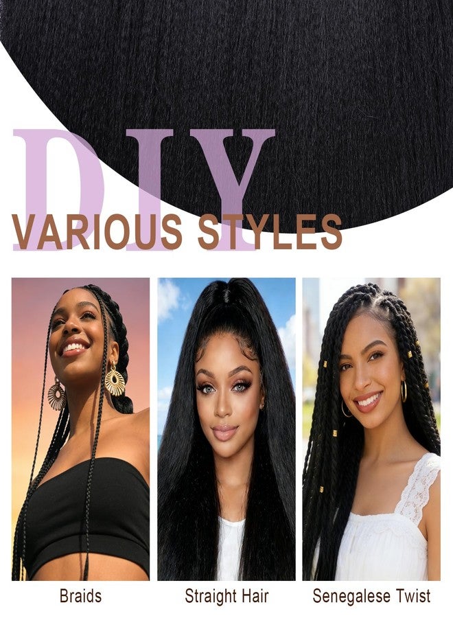 AMUMI Braiding Hair Pre Stretched 8 Packs 24 Inch Long Black Braid Professional Prestretched Synthetic Braiding Hair Extensions for Twist or Braid (1B#, 24 Inch (Pack of 8)) - Image 4