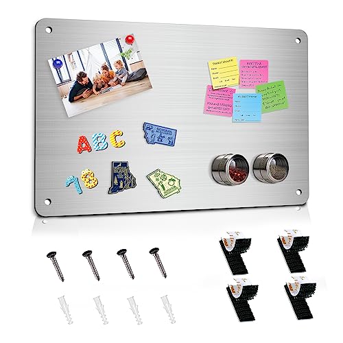 Beclumas Magnetic Board 17.5" x 11.4" Magnet Bulletin Board is Suitable for displaying Notes, Photos,Magnetic Letters, Suitable for Walls, refrigerators, cabinets, etc (Silver) - Image 1