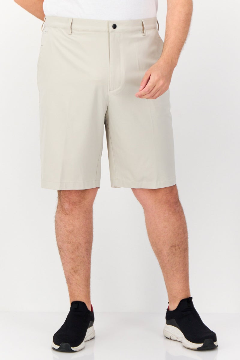 Greg Norman Men Plain Chino Shorts, Beige - Image 1
