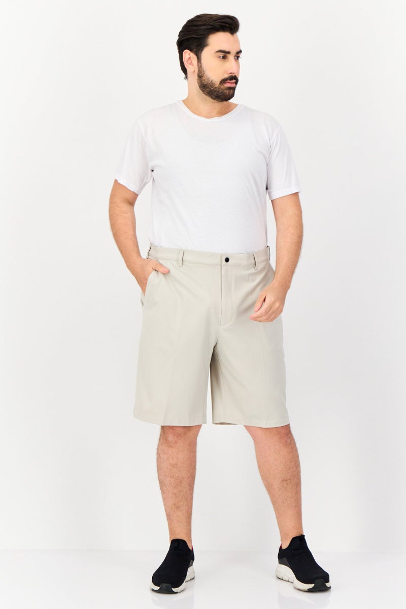 Greg Norman Men Plain Chino Shorts, Beige - Image 3
