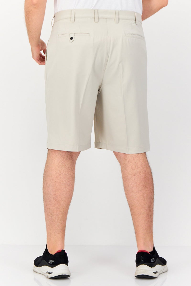 Greg Norman Men Plain Chino Shorts, Beige - Image 4