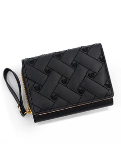Ladies Short Wallet Embroidered Love Coin Purse T441-1 Black